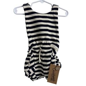 Childhoods Clothing Black & White Striped Romper Shortie Size 18-24 Months New